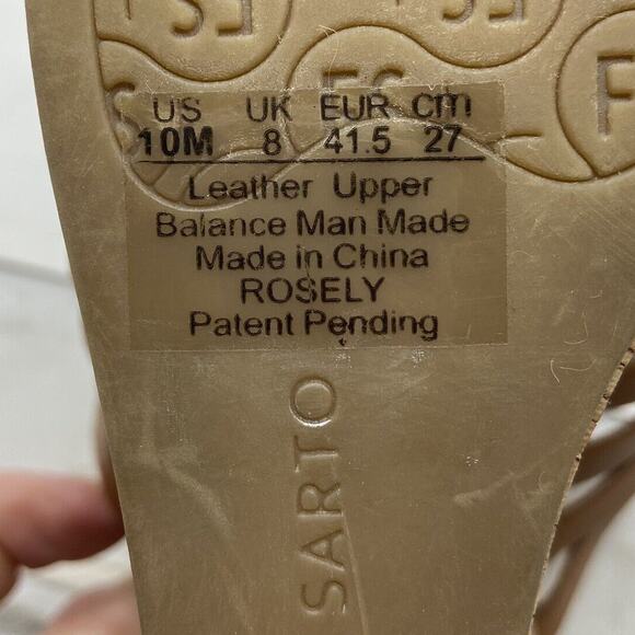 Franco Sarto Brown Leather Cork Wedge Heel Sandals Women Sz 10 - Picture 8 of 9